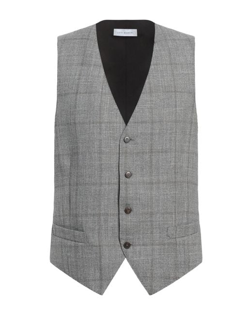 Luigi Bianchi Gray Tailored Vest Virgin Wool, Silk, Linen for men