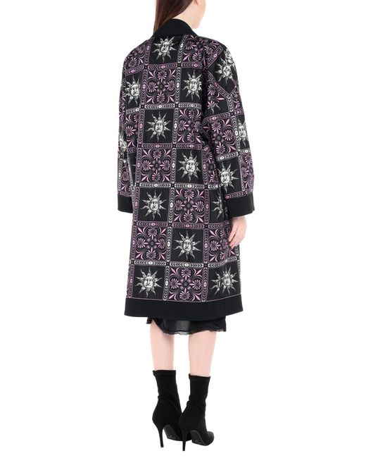 Fausto Puglisi Black Overcoat & Trench Coat Viscose, Acetate, Elastane, Silk