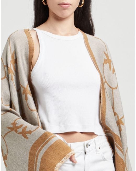 Pinko White Camel Cape Acrylic, Wool, Modal