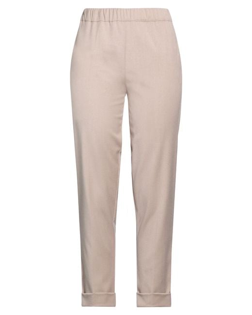 D.exterior Natural Pants Polyester, Viscose, Elastane