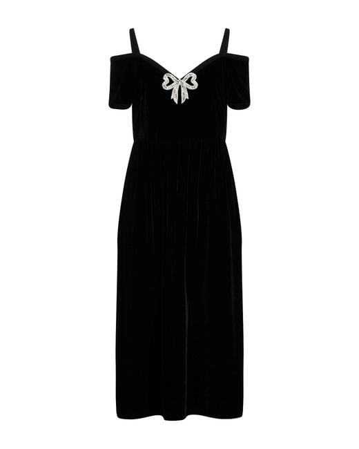 Saloni Black Midi Dress