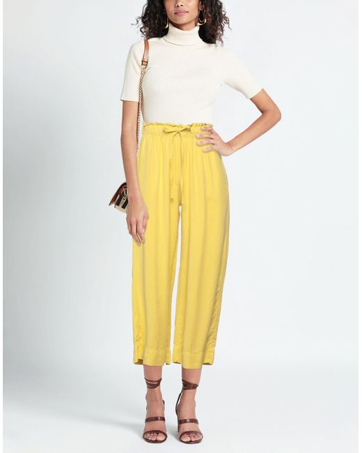 Deha Yellow Cropped Trousers