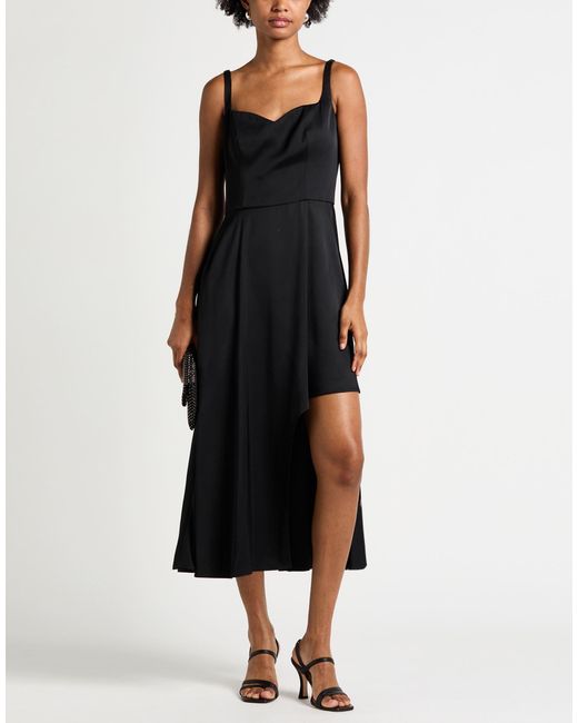 McQueen Black Midi Dress Viscose, Silk