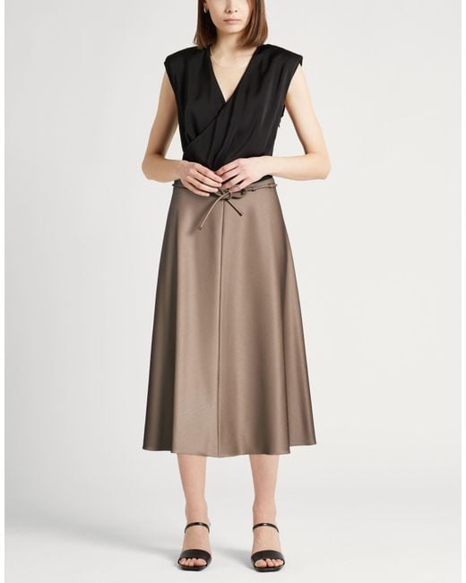 Agnona Brown Light Midi Skirt Wool, Elastane