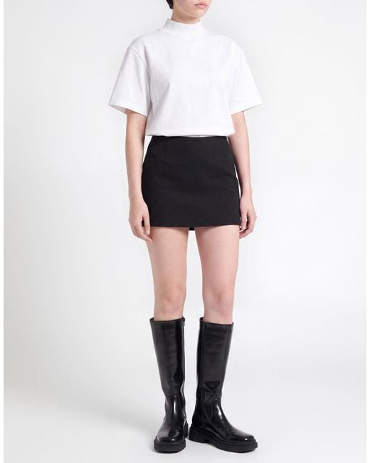 Amen Black Mini Skirt Polyester, Virgin Wool, Elastane