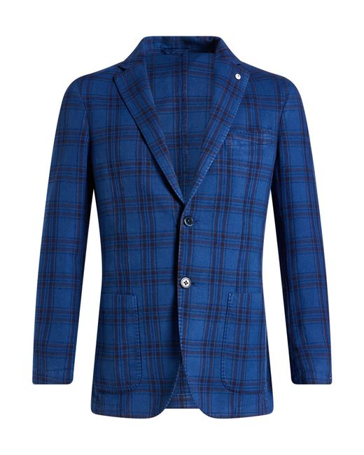 L.b.m. 1911 Blue Blazer Cotton, Linen, Polyamide for men