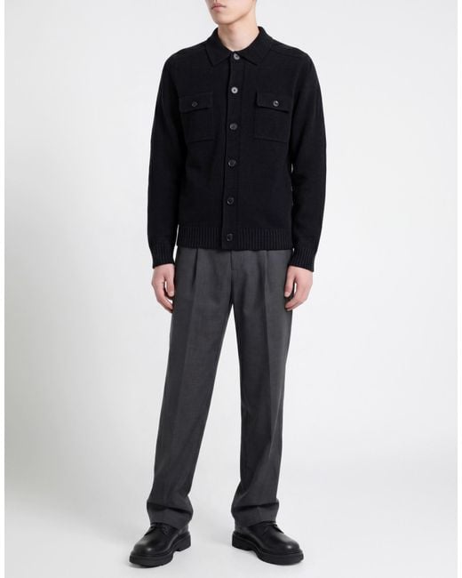 Roberto Collina Black Cardigan Merino Wool for men