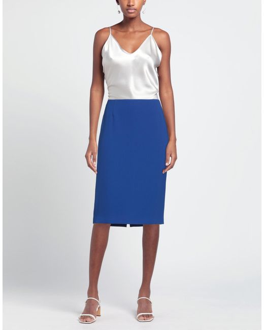 Clips Blue Midi Skirt Polyester, Elastane