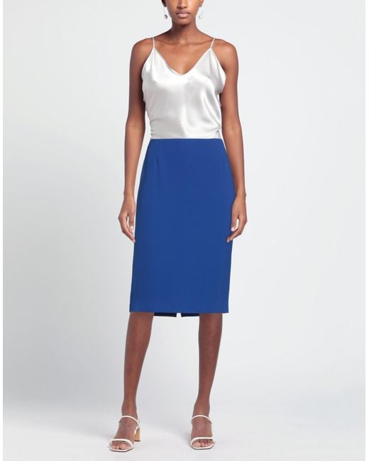 Clips Blue Midi Skirt Polyester, Elastane