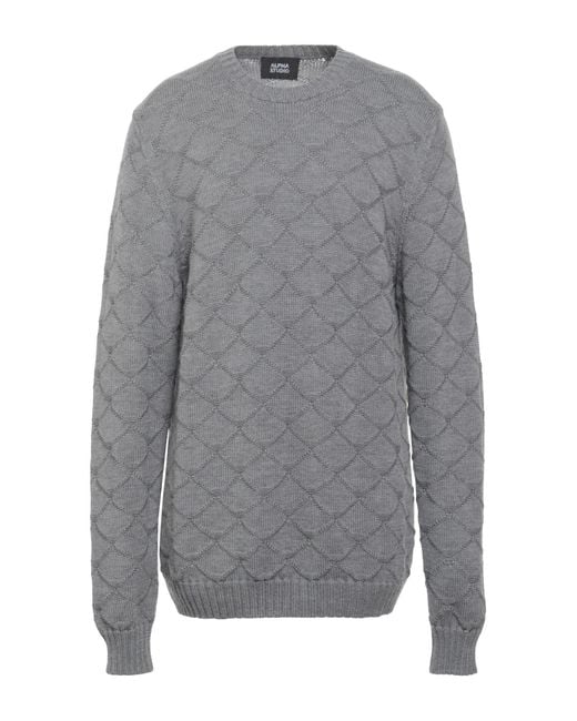 Alpha Studio Gray Sweaters for men