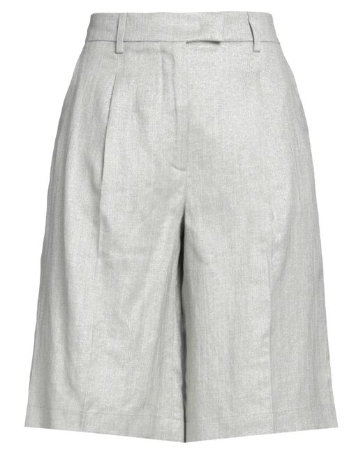 SEVENTY VENEZIA Gray Light Shorts & Bermuda Shorts Linen, Viscose, Polyester, Polyamide, Metallic Polyester