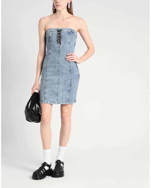 Karl Lagerfeld Blue Klj Bodycon Tied Denim Dress Mini Dress Organic Cotton, Elastane