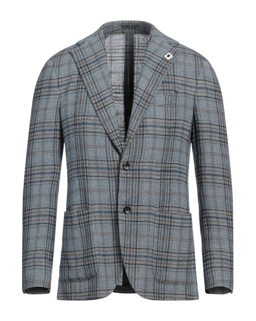 Lardini Gray Blazer Linen, Silk, Wool for men