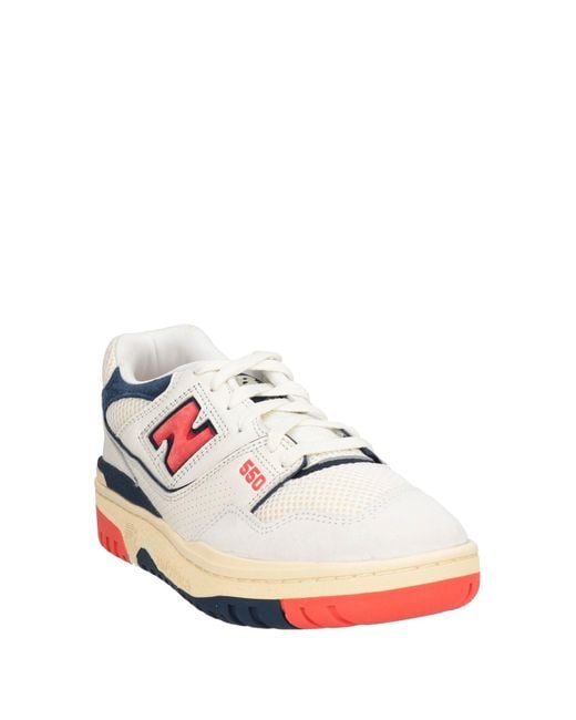 New Balance White Ivory Sneakers Leather, Textile Fibers for men