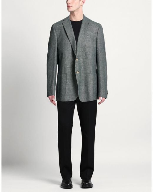 DIGEL Gray Dark Blazer Polyester, Virgin Wool, Linen, Elastane for men