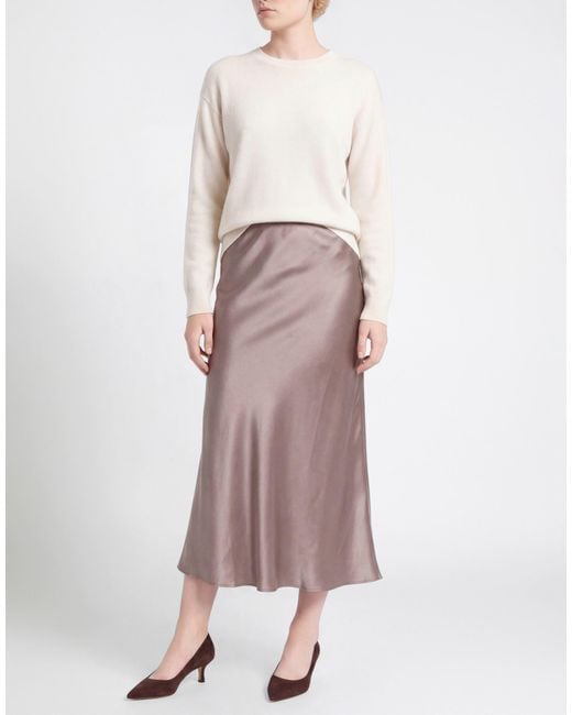 Roberto Collina Brown Midi Skirt Silk, Elastane