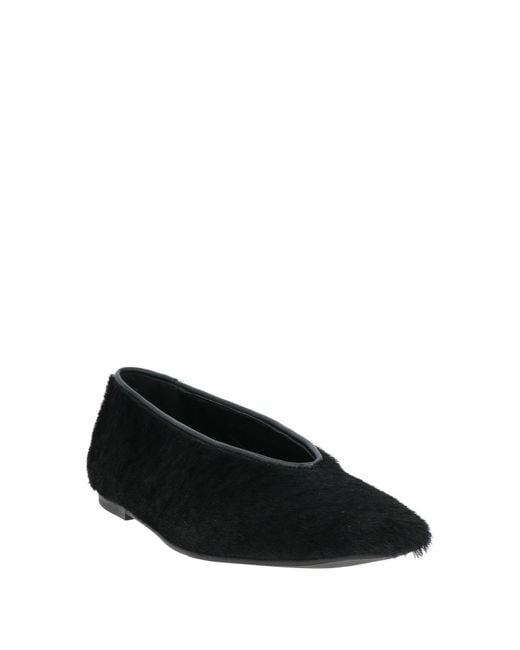SEBAS. Black Burgundy Ballet Flats Leather