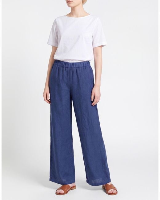 120% Lino Blue Pants Linen