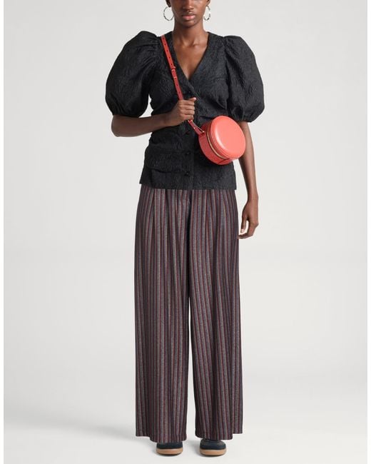 Momoní Purple Burgundy Pants Polyester, Viscose, Metallic Polyester, Polyamide, Elastane