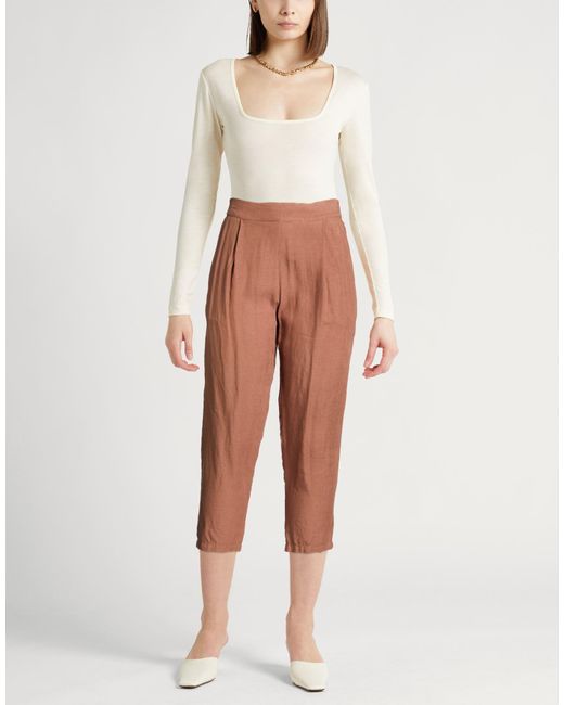 120% Lino Brown Pants Linen