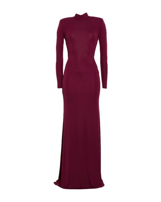 The New Arrivals Ilkyaz Ozel Purple Garnet Maxi Dress Polyester, Elastane