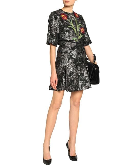 Dolce & Gabbana Gray Midi Skirt Acetate, Polyester, Silk, Lurex, Polyamide