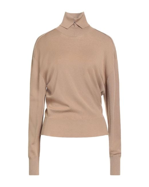Burberry Natural Camel Turtleneck Wool