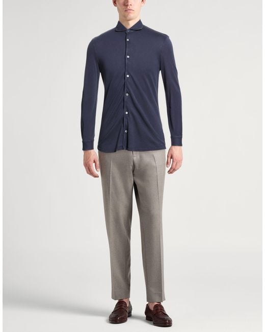 Fedeli Blue Shirt Cotton for men