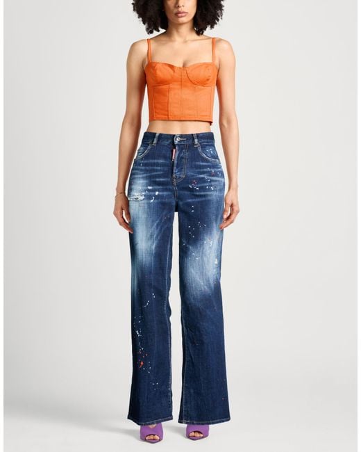 DSquared² Blue Jeans Cotton, Elastane, Calfskin