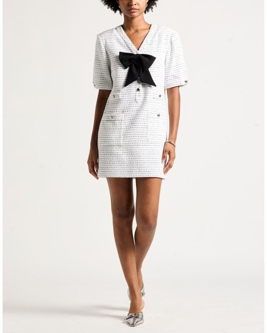 Alessandra Rich White Mini Dress Polyamide, Cotton, Polyester, Virgin Wool, Elastane