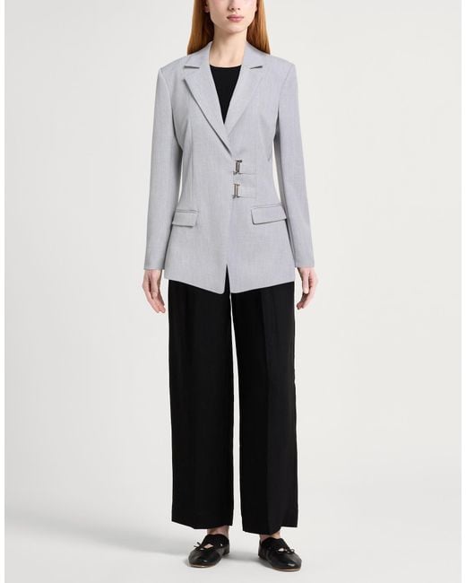 Patrizia Pepe Gray Blazer Polyester, Viscose, Elastane