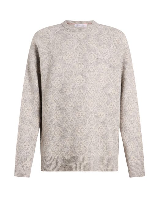 Brunello Cucinelli White Light Sweater Alpaca Wool, Cotton, Polyamide, Wool for men
