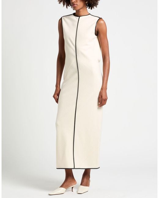 Jil Sander Natural Ivory Maxi Dress Wool
