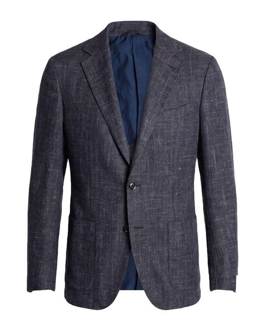 Caruso Blue Blazer Wool, Silk, Linen for men