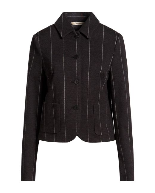 ODEEH Black Charcoal Jacket Virgin Wool, Cotton