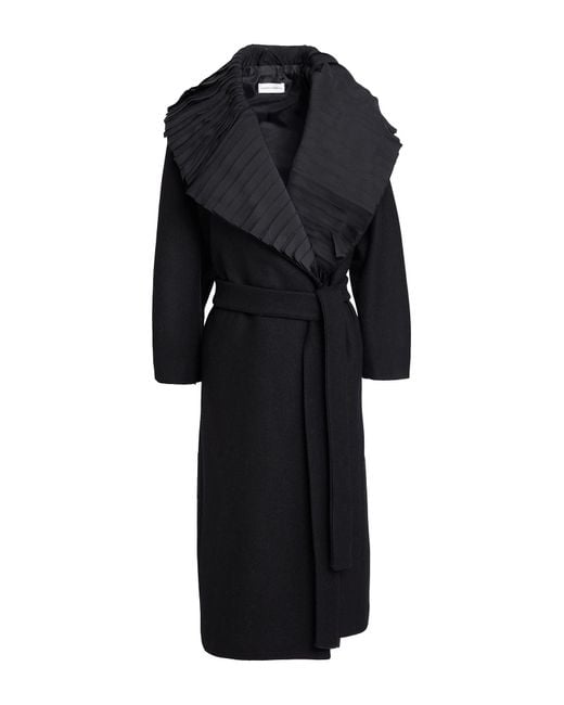 Sandro Ferrone Black Coat Polyester, Wool