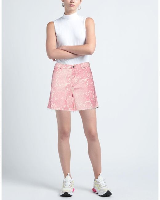 I LOVE MP Pink Denim Shorts Cotton, Elastane