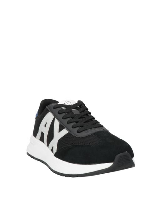 ARMANI EXCHANGE Black Sneakers Polyester, Polyurethane, Cow Leather for men