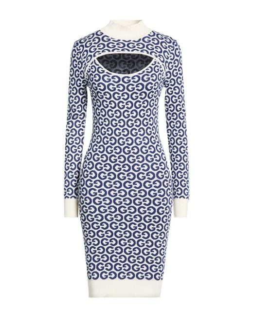 Guess Blue Mini Dress Viscose, Polyamide