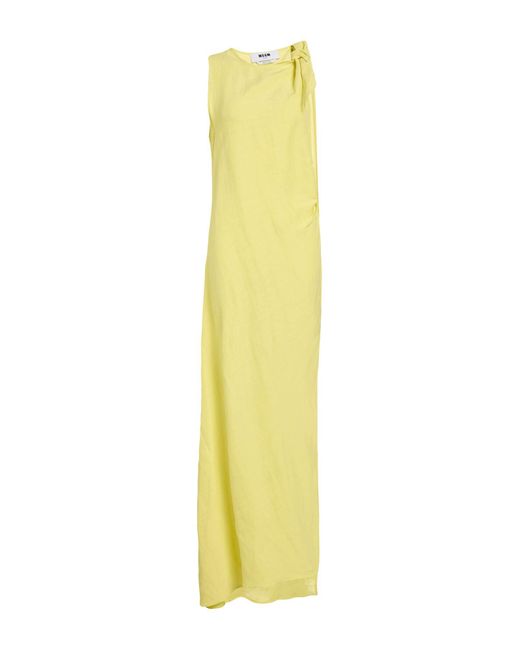 MSGM Yellow Maxi Dress Linen, Viscose