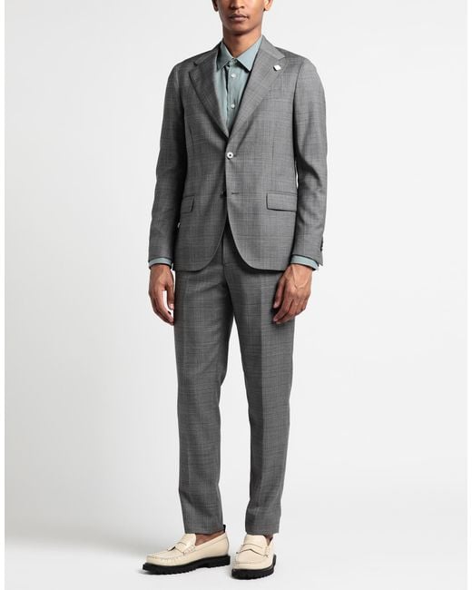 Lardini Gray Glen Plaid Wool Dual-Vent Suit for men