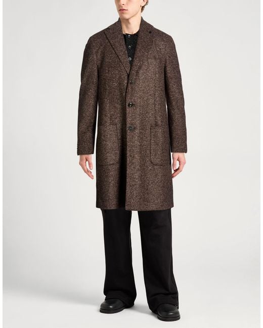 L.b.m. 1911 Brown Dark Coat Polyester, Acrylic, Virgin Wool for men