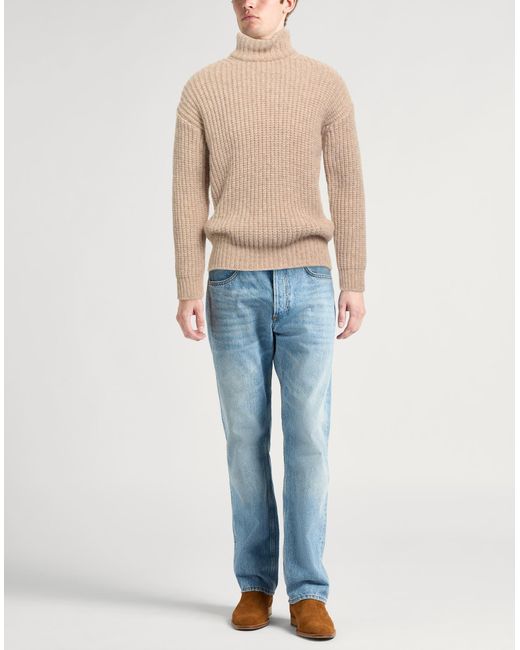 Roberto Collina Natural Turtleneck Baby Alpaca Wool, Nylon, Wool for men