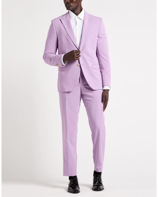Manuel Ritz Purple Suit Polyester, Viscose, Elastane for men