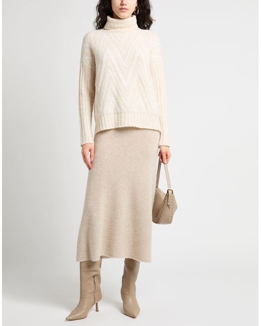 D.exterior White Cream Turtleneck Virgin Wool, Alpaca Wool, Polyamide, Elastane