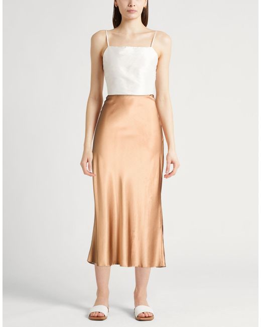 Roberto Collina Natural Camel Maxi Skirt Silk, Elastane