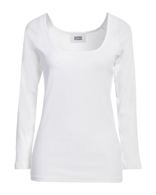 Alpha Studio White T-Shirt Cotton, Elastane