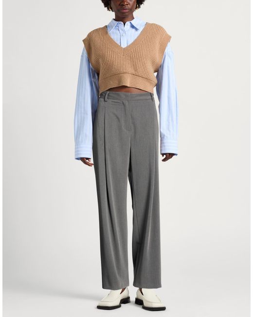 Alpha Studio Gray Pants Polyester, Viscose, Wool, Elastane