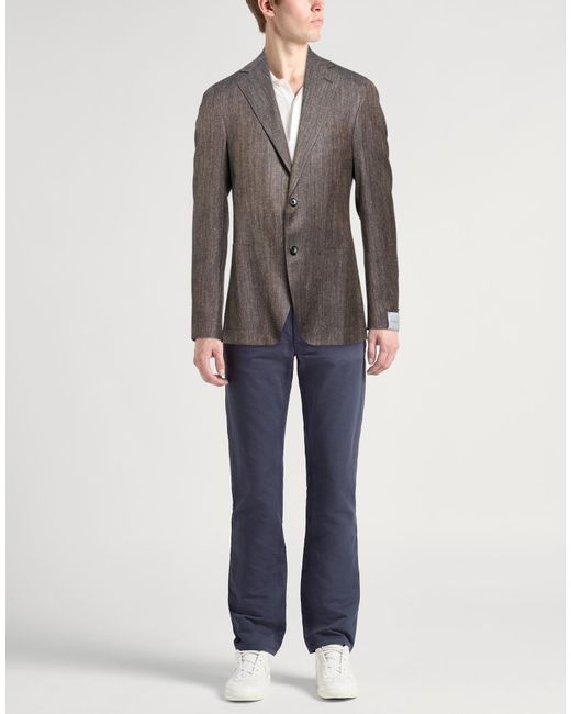 Caruso Brown Blazer Silk, Linen, Wool for men