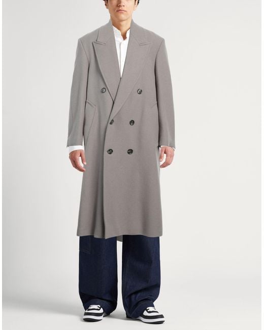 AMI Gray Coat Virgin Wool, Polyamide for men
